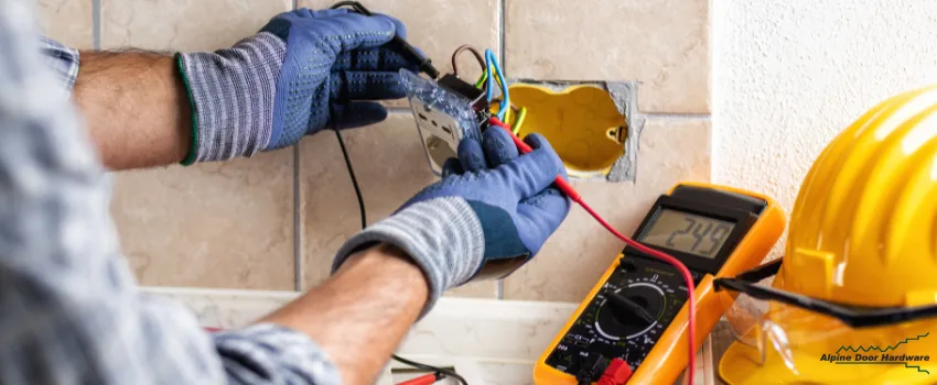 ADH - An electrician fixing a bathroom electric cords