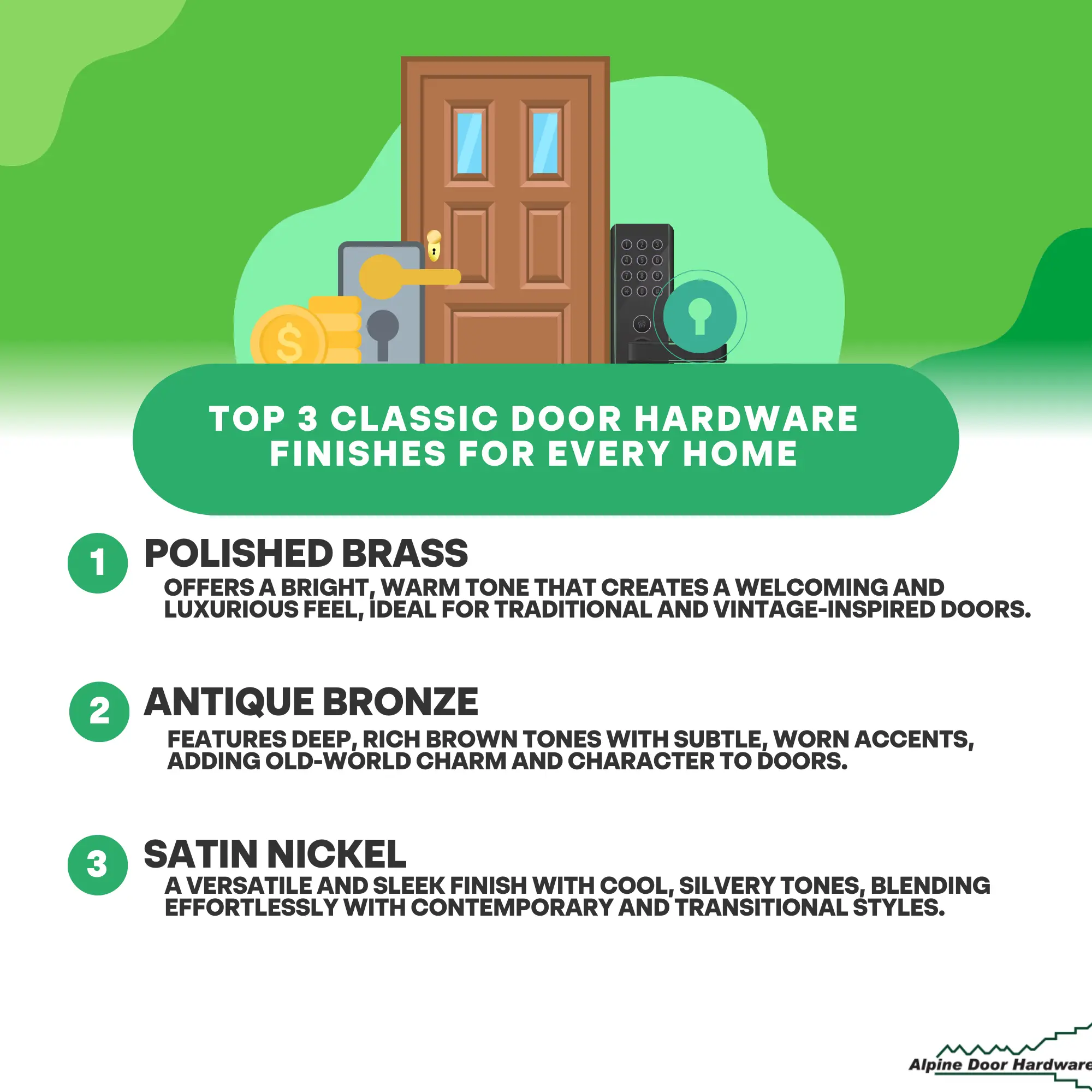 Top 3 Classic Door Hardware Finishes for Every Home